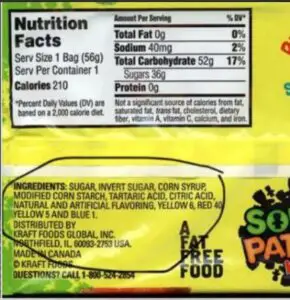 Sour Patch Kids that are vegan and vegetarian friendly and don't list gelatin.