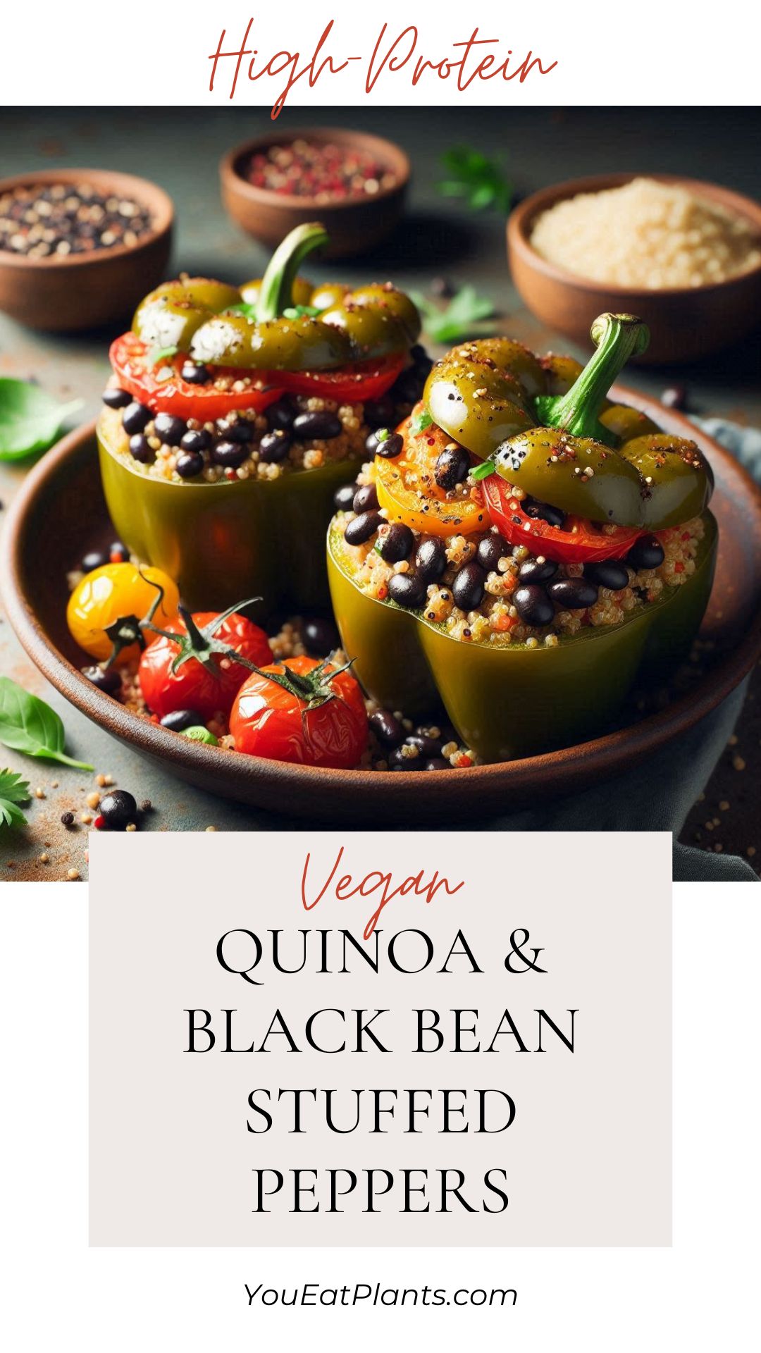 Vegan Quinoa and Black Bean Stuffed Peppers