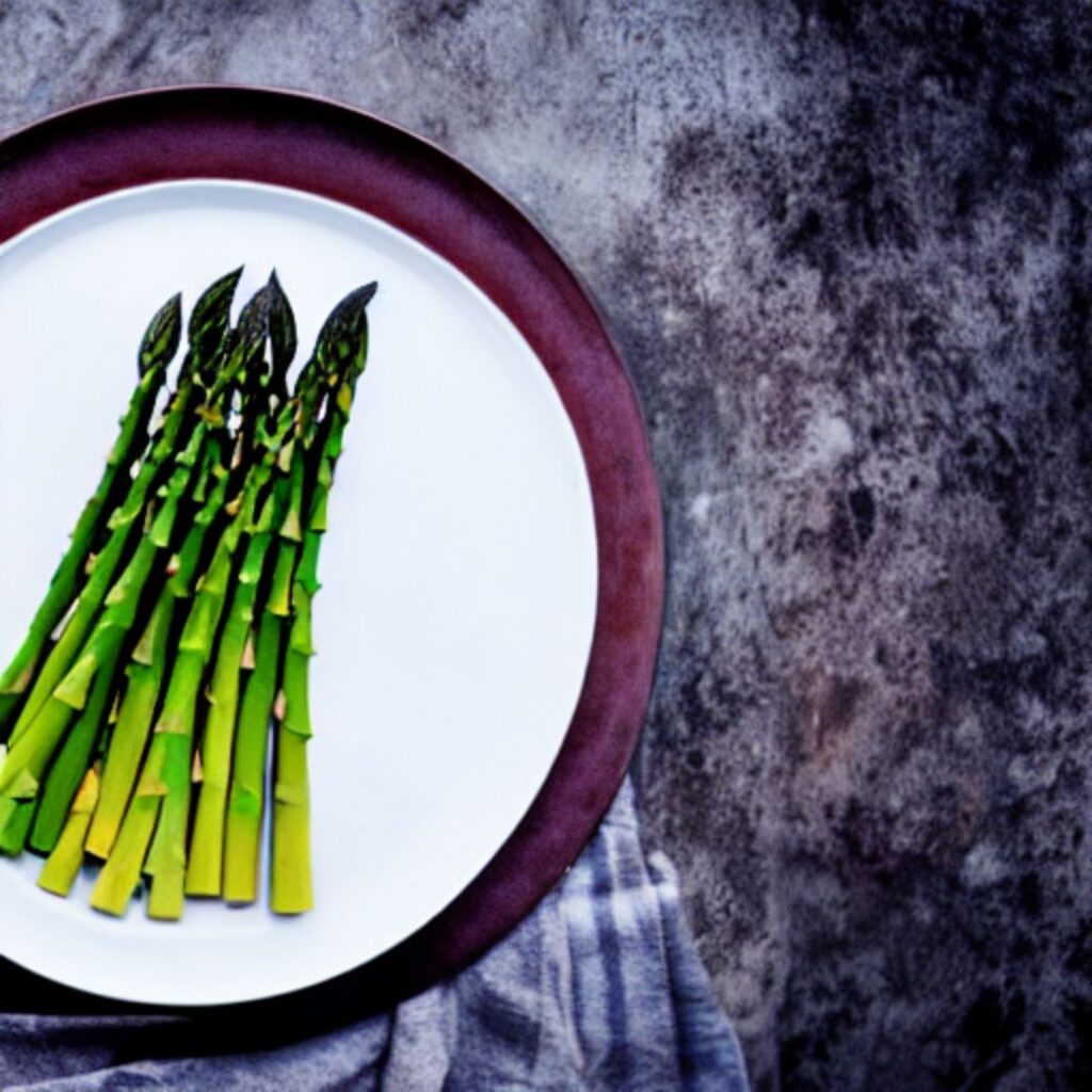 asparagus on a plate on the table