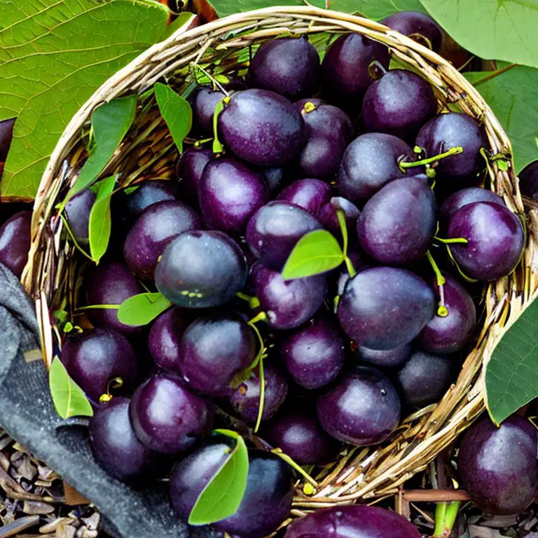 The damson fruit in a basket