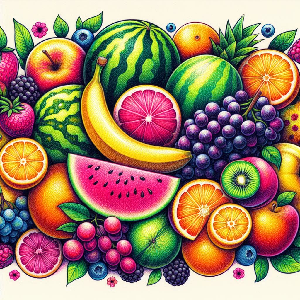 Drawing of simple fruits