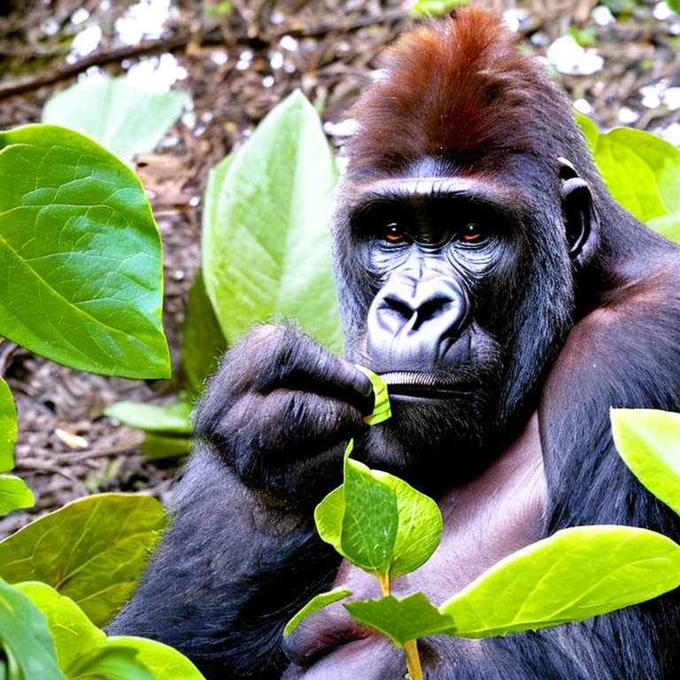 gorilla eating leaves 2