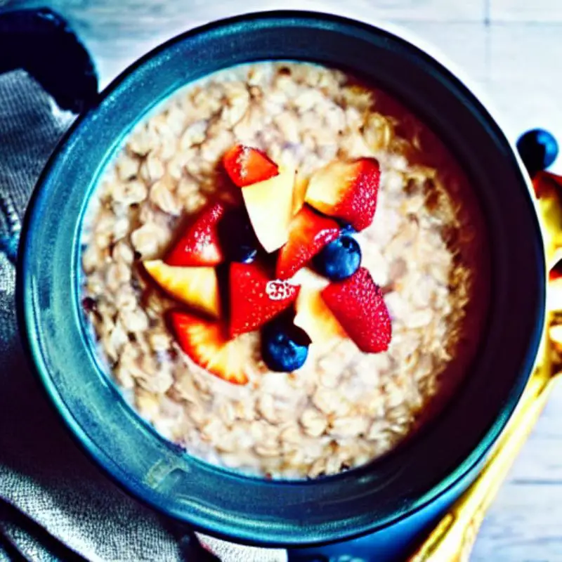 Bowl of healthy oatmeal with fruit