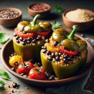 Quinoa and black bean stuffed peppers