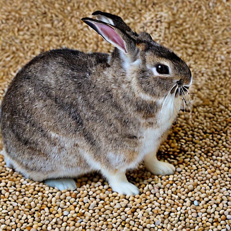 a rabbit on top of sesame seeds